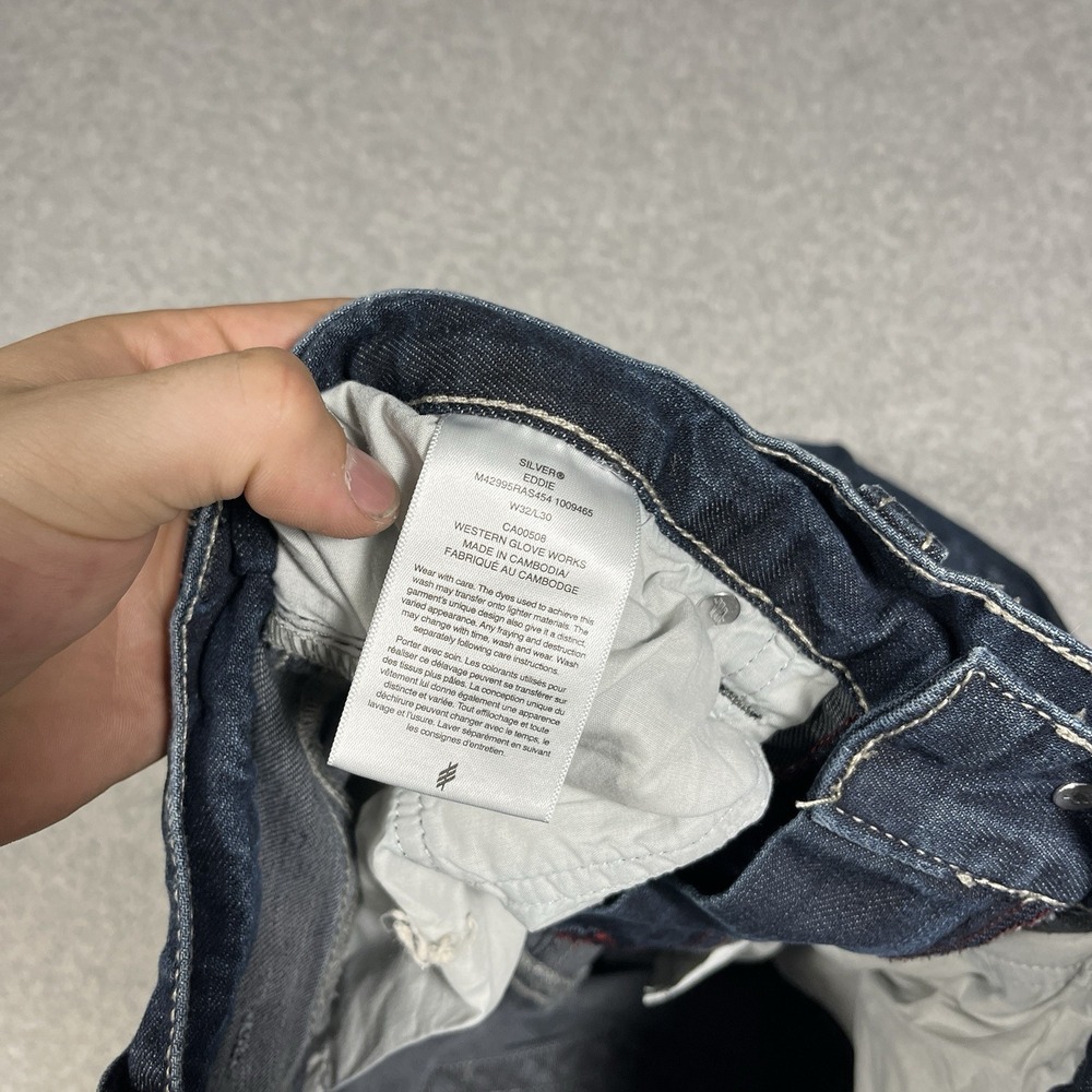 Silver Jeans Mens 32x30 (Fit 32x29) Blue Eddie Straight Denim Embroidered Medium - Picture 8 of 11